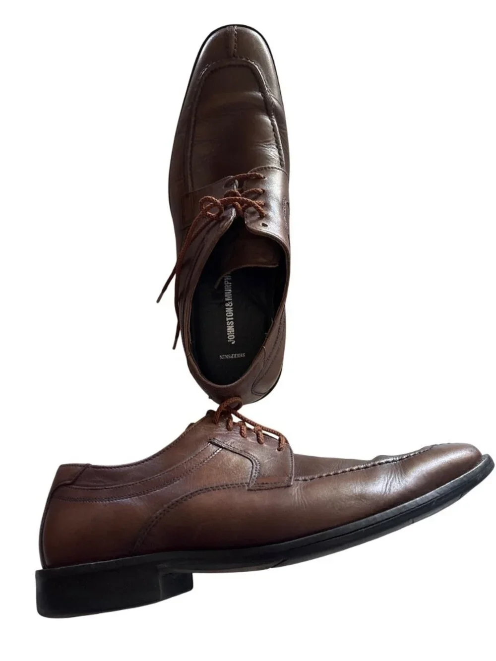 Johnston & Murphy Mens Brown Leather Oxford Shoes 11.5 M Made In India